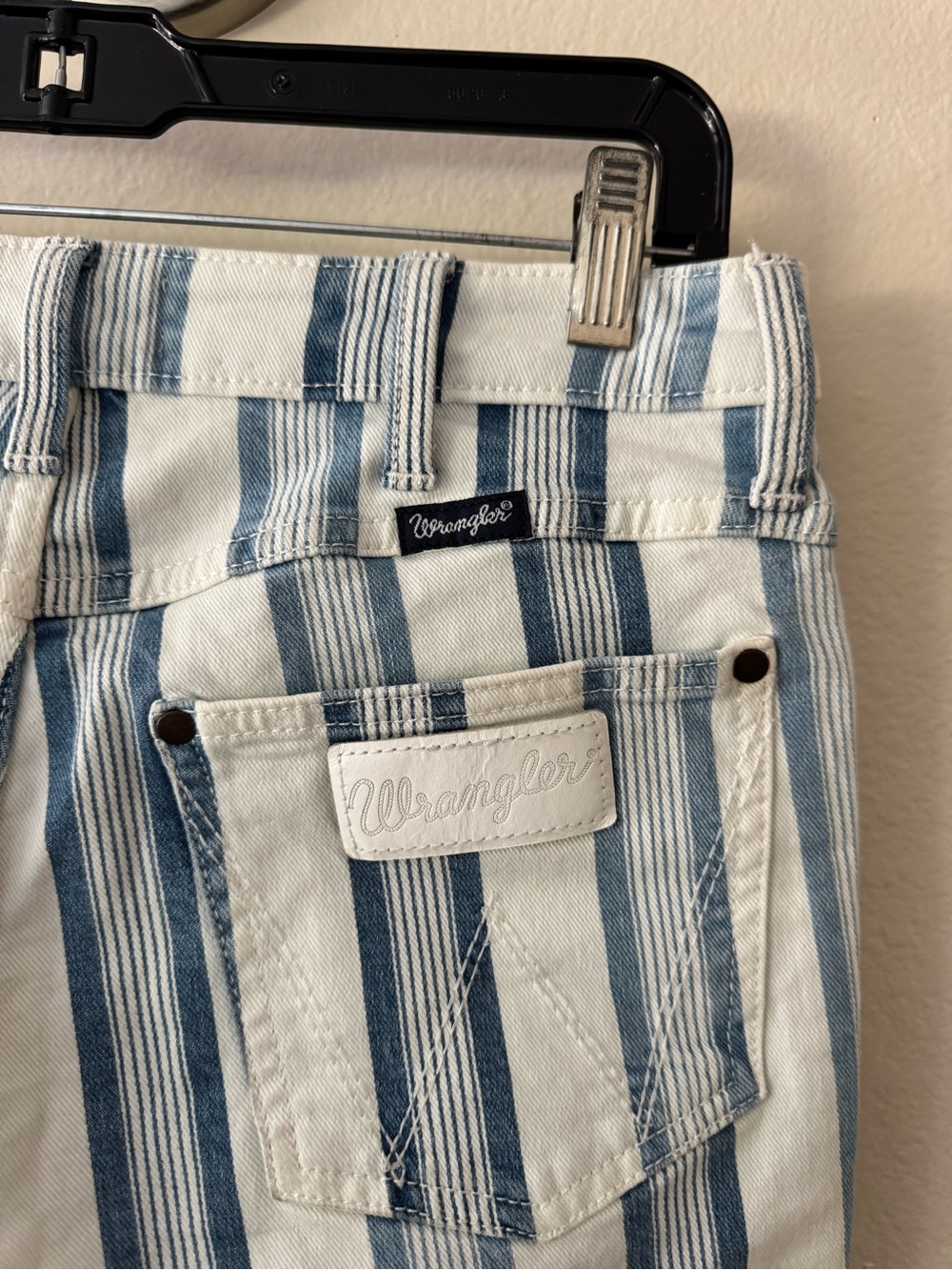 Wrangler Retro Bailey Striped Light Blue and White Flare Jeans Size 29 - Picture 6 of 11
